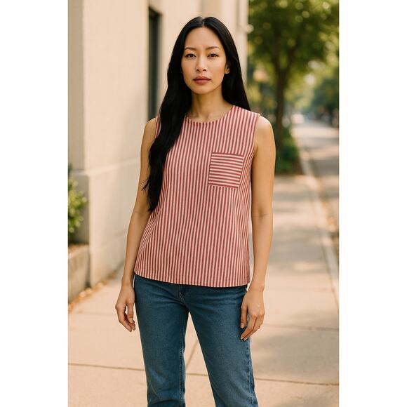 J.Crew Women’s Sleeveless Linen Blend Striped Blouse 6 - Picture 1 of 5